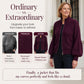 Women's Lantern Sleeve Zip-Up Knit Sweater