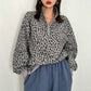 Women's Leopard Print Quarter-Zip Sweatshirt