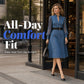 👗 Cinched Waist, Sheer Sleeve Detail | Women's Slimming Denim Dress