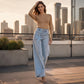 Women's Trendy Asymmetric Overlap Wide-Leg Jeans