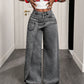 Women's Trendy Asymmetric Overlap Wide-Leg Jeans