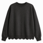 ✨Women's Scalloped Hem Crew Neck Sweatshirt – Soft, Casual, Feminine Everyday Comfort