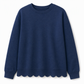 ✨Women's Scalloped Hem Crew Neck Sweatshirt – Soft, Casual, Feminine Everyday Comfort