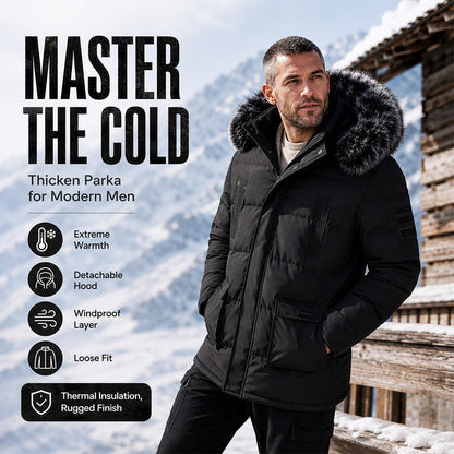 Men's Mid-Length Winter Windproof Thermal Jacket
