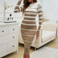 🖤Black Friday Sale:50% OFF🖤Women's Long-Sleeve Striped Bodycon Knit Dress
