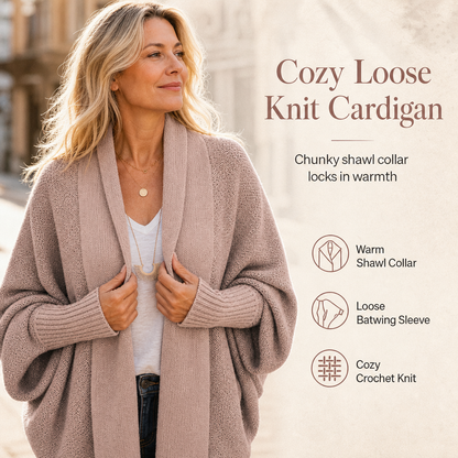 💖50% off!💖 Women's Loose Batwing Sleeve Knit Cardigan Open Front Shawl for Autumn and Winter