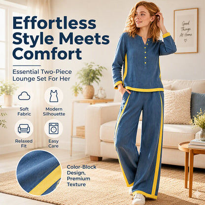 ⏰  💖Black Friday Mega Deal – 50% off!💖Women's Colorblock Long Sleeve Top & Wide-Leg Pants Set