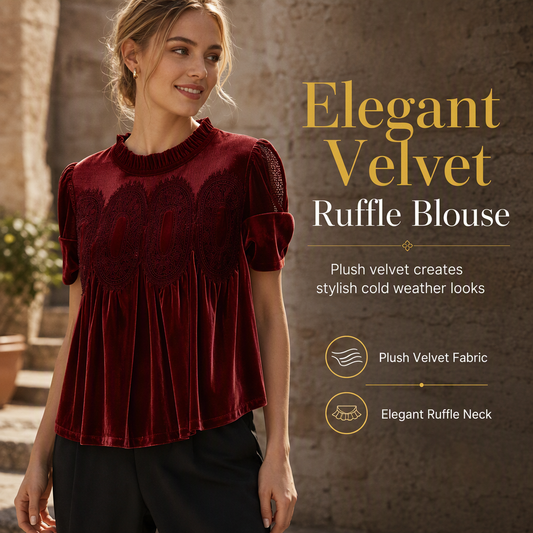 🔥 50% OFF 🔥 Women's Solid Short-Sleeve Top with Ruffle Collar