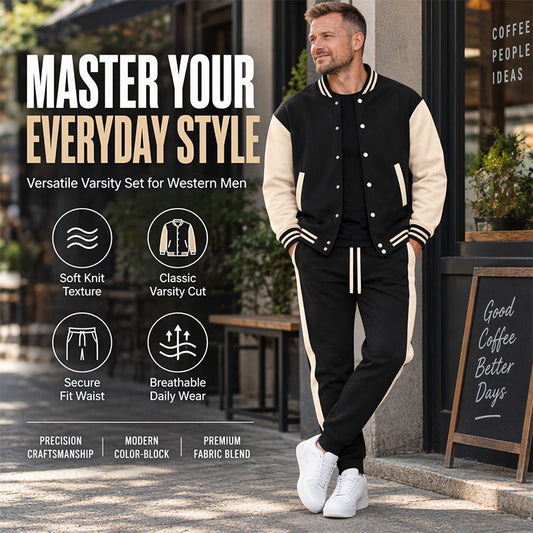 💕Free Shipping✈️Men's Color-Block Baseball Jacket & Pants Set