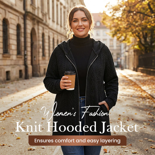⏰💖Black Friday Mega Deal – 50% off!💖Casual Loose-Fit Cable Knit Hooded Jacket