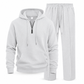Men's Casual 2 Piece Waffle Knit Tracksuit Set Half Zip Hoodie and Straight Leg Pants