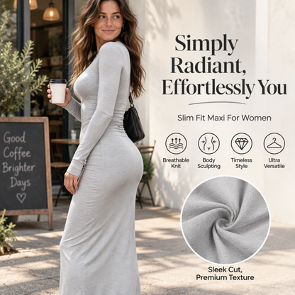 Women's Long Sleeve Slim-Fit Fishtail Maxi Dress